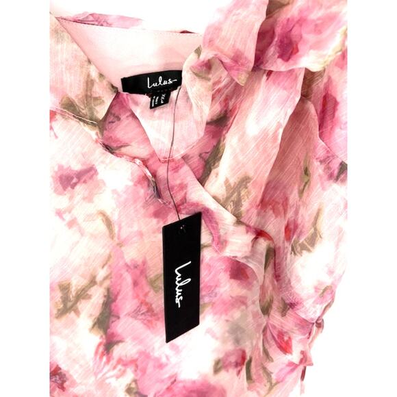 Lulus “Dreamy Personality” Pink Floral Ruffled Sleeveless Midi Dress – XXL NWT - Picture 6 of 7